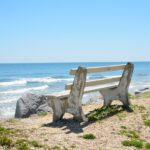 bench chair, overlook, beach